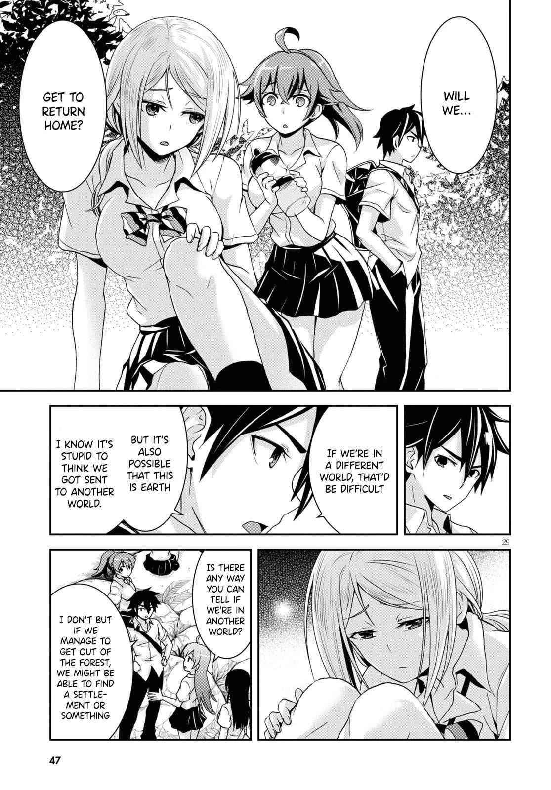 Isekai Yurutto Survival Seikatsu: Gakkou No Minna To Isekai No Mujintou Ni Tenishitakedo Ore Dake Rakushou Desu Chapter 1 - Page 32 in English