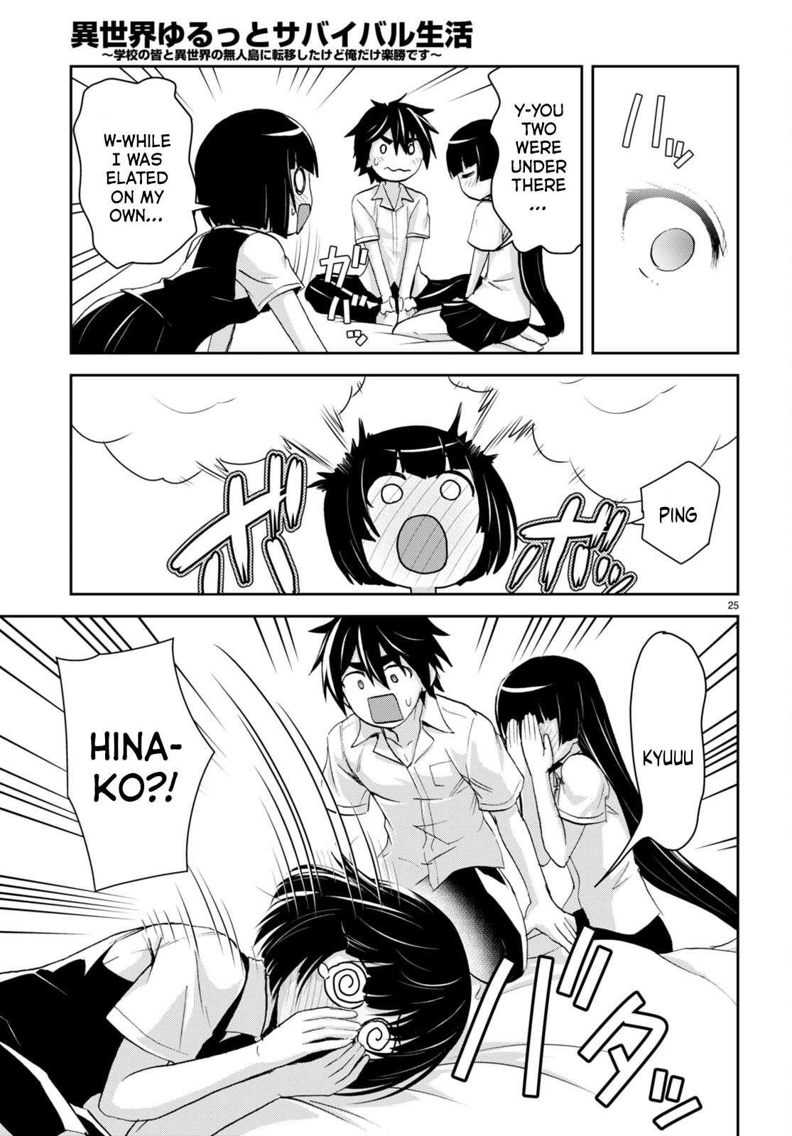 Isekai Yurutto Survival Seikatsu: Gakkou No Minna To Isekai No Mujintou Ni Tenishitakedo Ore Dake Rakushou Desu Chapter 22 - Page 25 in English
