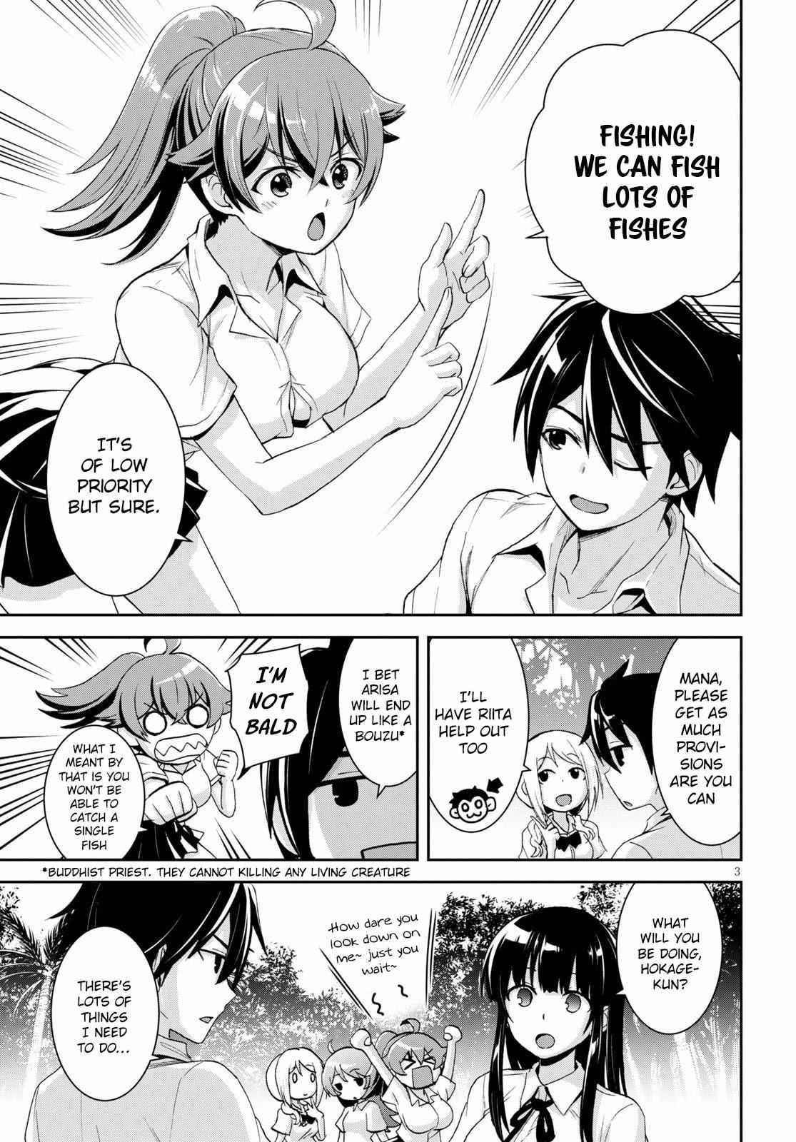 Isekai Yurutto Survival Seikatsu: Gakkou No Minna To Isekai No Mujintou Ni Tenishitakedo Ore Dake Rakushou Desu Chapter 4 - Page 3 in English