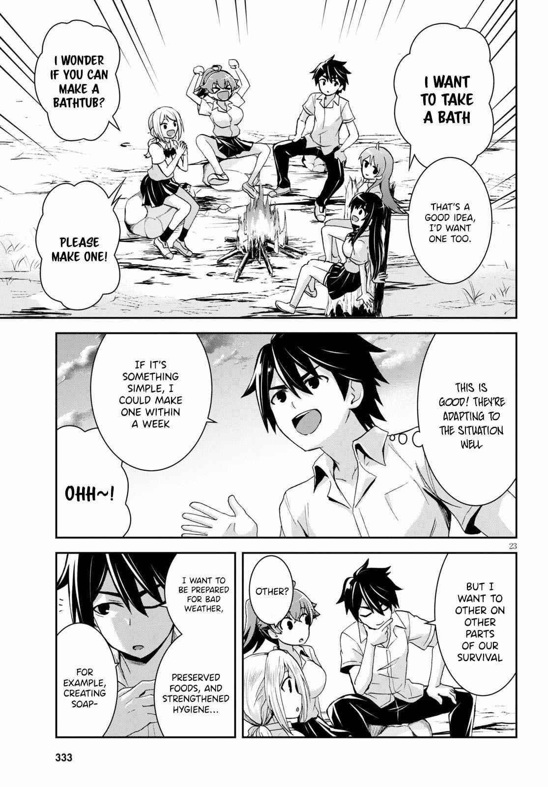 Isekai Yurutto Survival Seikatsu: Gakkou No Minna To Isekai No Mujintou Ni Tenishitakedo Ore Dake Rakushou Desu Chapter 5 - Page 23 in English