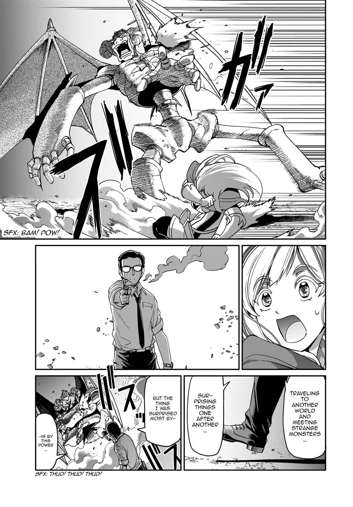 The gunner’s life of a middle-aged man summoned to another world and armed with a rifle: an airsoft addicted salaryman returns to the alternative world after work Chapter 1 - Page 18 in English