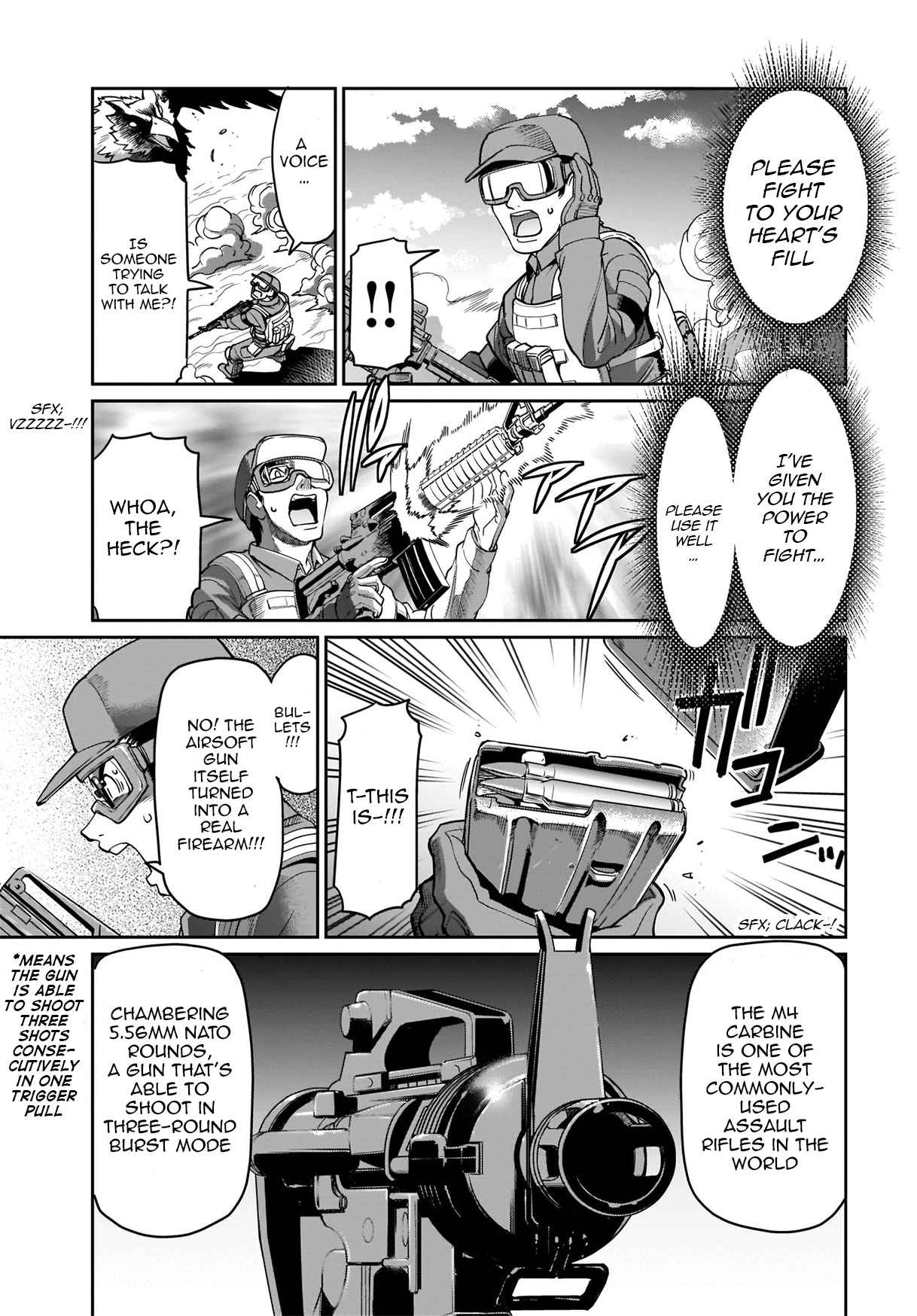 The gunner’s life of a middle-aged man summoned to another world and armed with a rifle: an airsoft addicted salaryman returns to the alternative world after work Chapter 2 - Page 5 in English