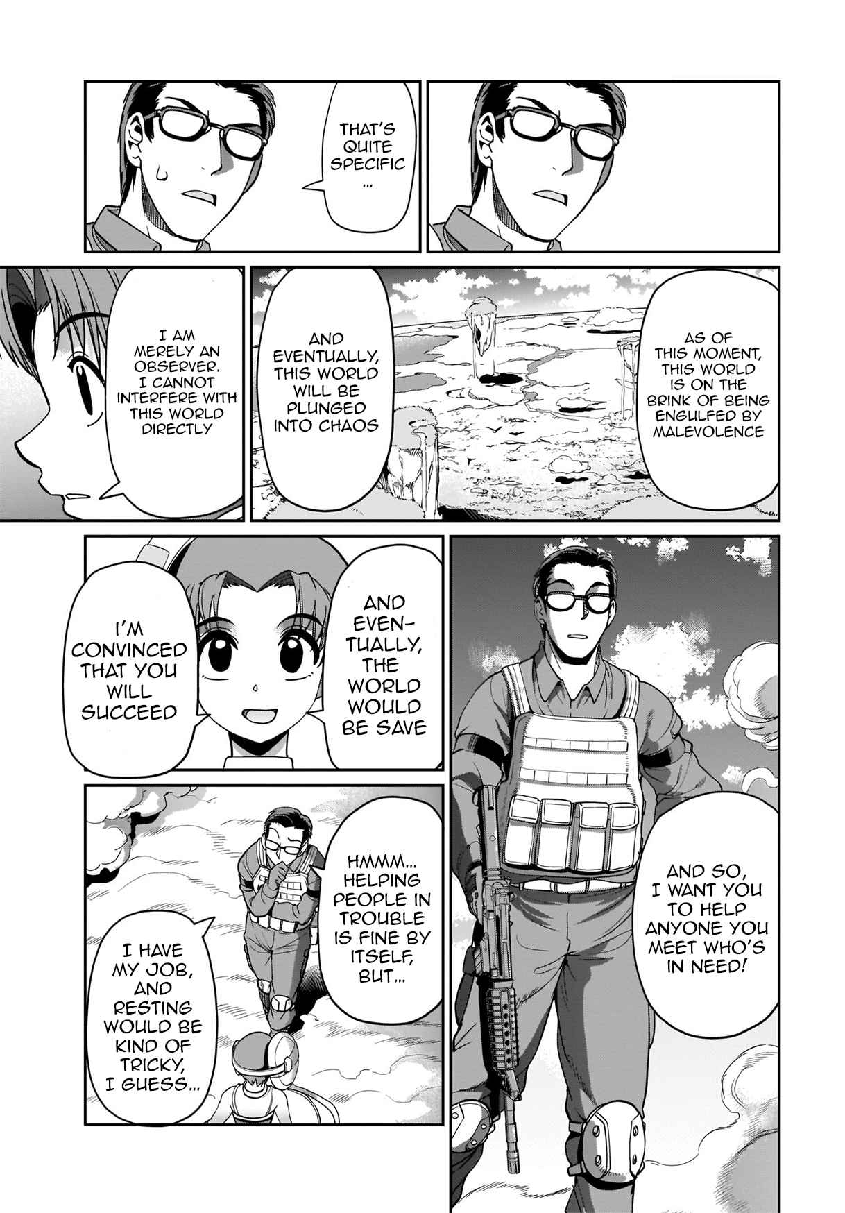 The gunner’s life of a middle-aged man summoned to another world and armed with a rifle: an airsoft addicted salaryman returns to the alternative world after work Chapter 2 - Page 9 in English