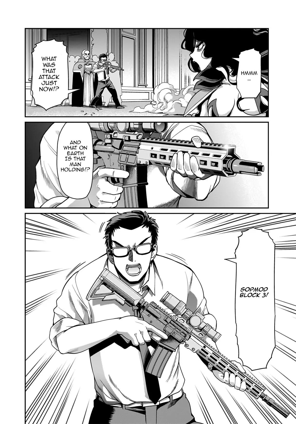 The gunner’s life of a middle-aged man summoned to another world and armed with a rifle: an airsoft addicted salaryman returns to the alternative world after work Chapter 48 - Page 4 in English